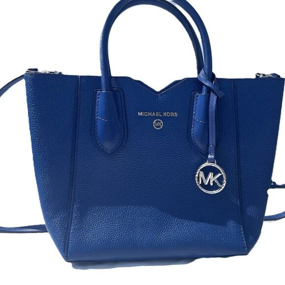 Michael Kors Handbags - Michael Kors Leather Sapphire Small Mae Messenger Bag